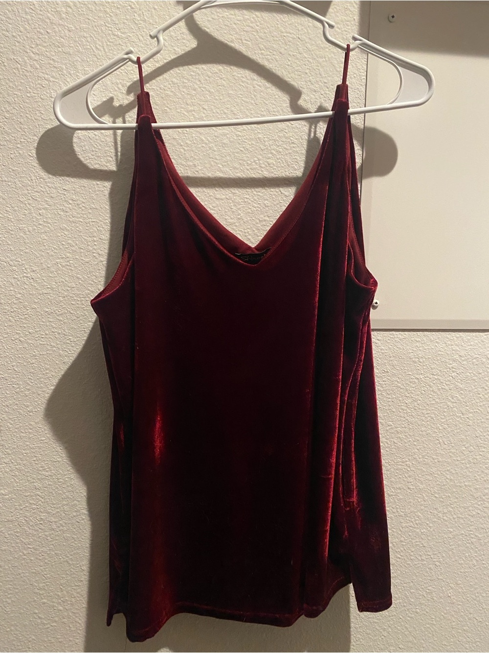Shinestar Burgundy Velvet V-Neck Cami Tank